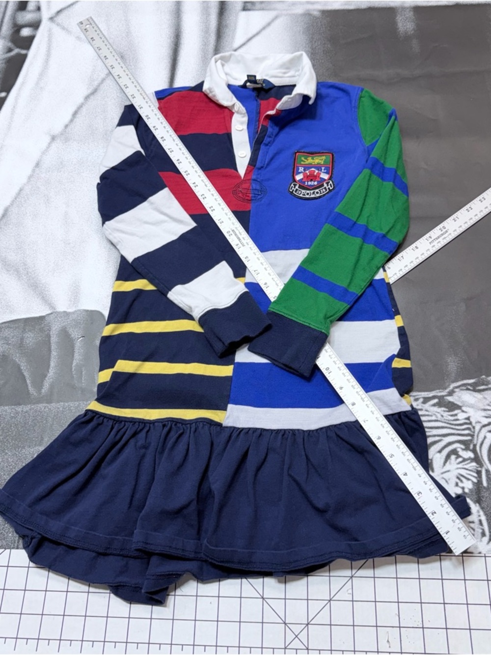 Polo Ralph Lauren Girl’s Sz XL Striped Cotton Rugby Dress A50 - Picture 7 of 8